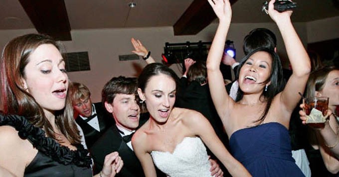 Bride and groom dancing